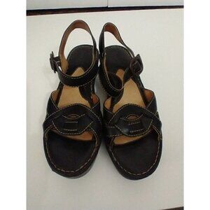 Born Sandals W3035 Women's Black Leather Heel Slingback Strap Buckle Comfort - 9